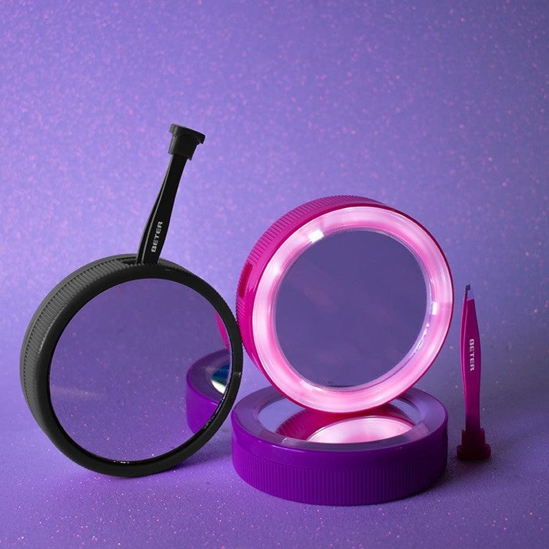 Specchietto Doppio con Luce Led e Clip Punta Obliqua