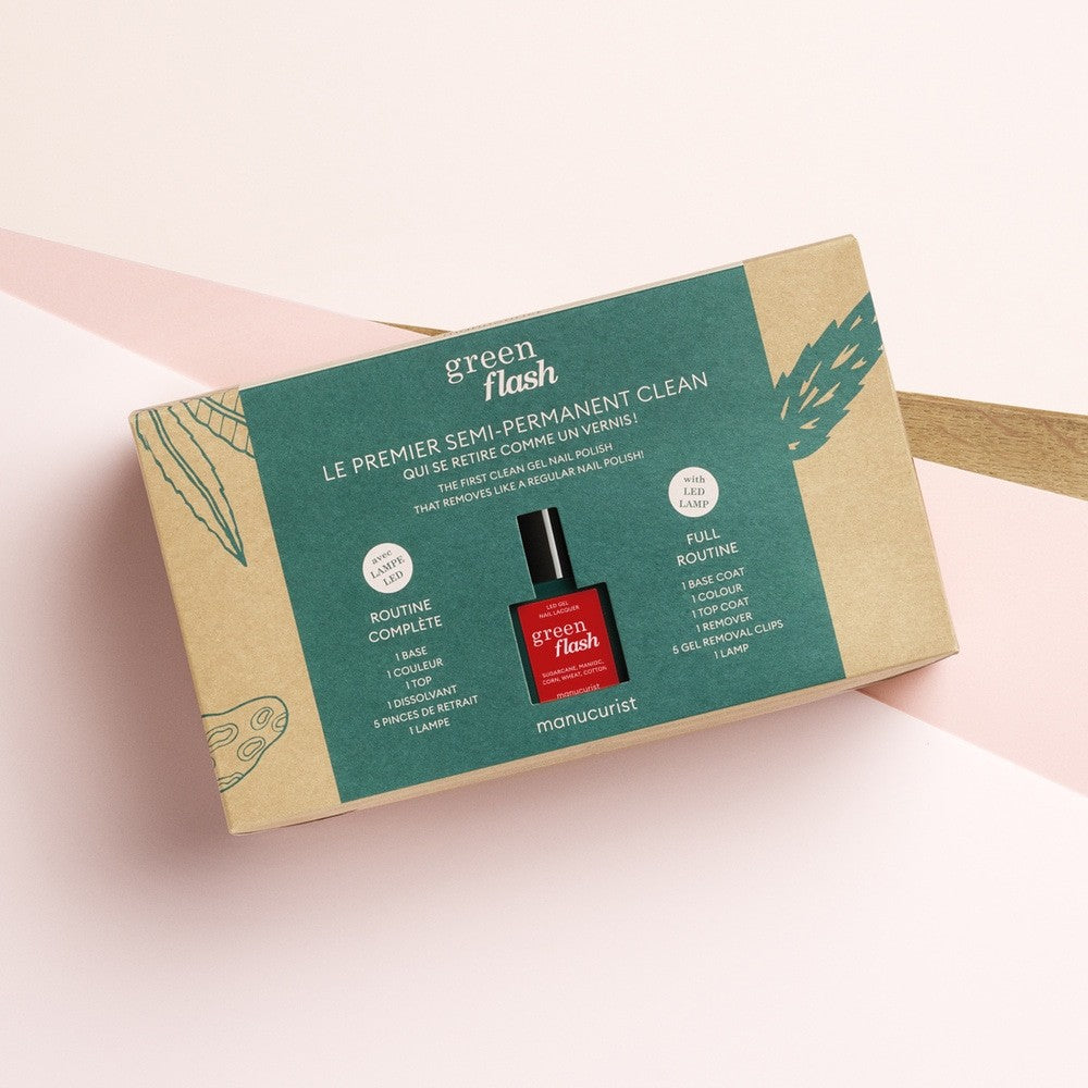 Kit complet d'émail semi-permanent Flash Rouge-Vert Pavot