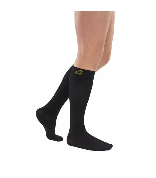 Genou à compression graduée noir unisexe avec taille en bambou 2m