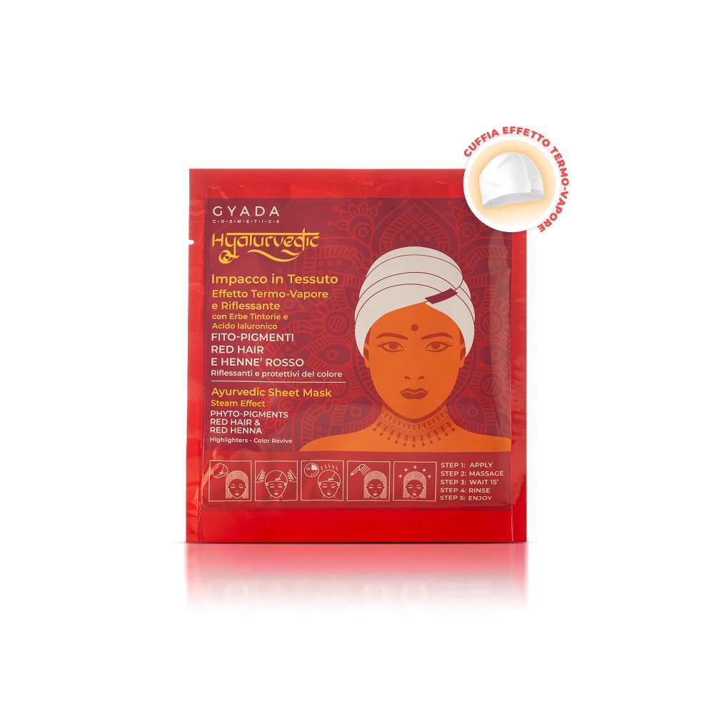 Masque capillaire Hyalurvedic en tissu réfléchissant-Cheveux rouges