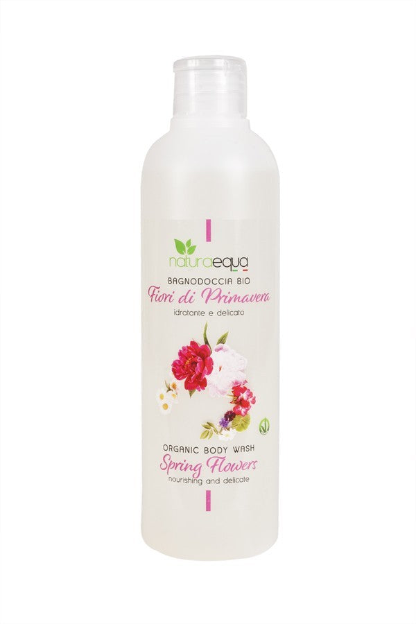 Douche de bain Vegane avec des fleurs de printemps