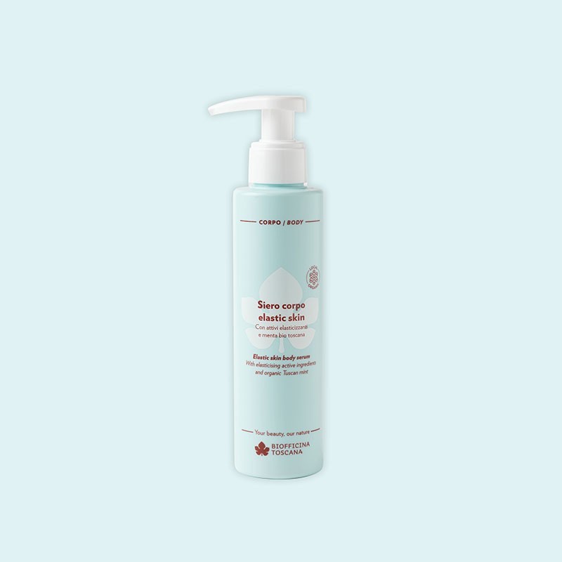 Biofficina Toscana Siero Corpo Elastic Skin con attivi elasticizzanti e menta bio toscana