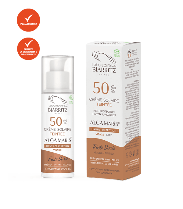 Crème solaire colorée pour le visage SPF 50 - Dorée