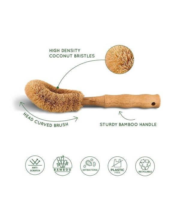 Brosse à vaisselle en bambou et noix de coco