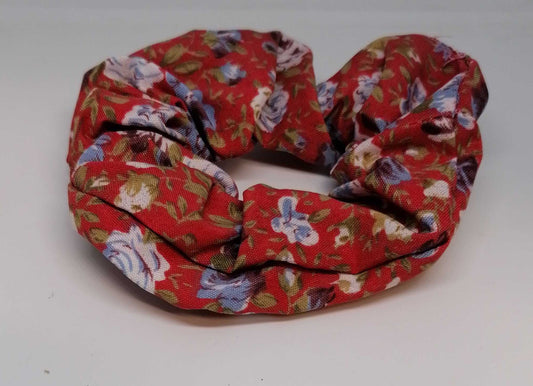 Chouchou en tissu floral rouge