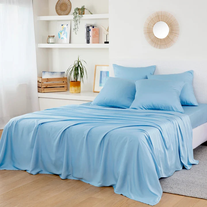 Drap de Dessus En Soie de Bambou - Light Blue