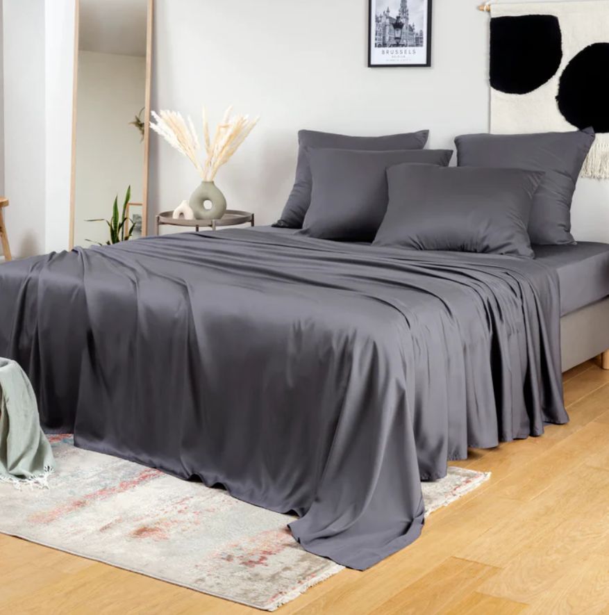 Drap de Dessus En Soie de Bambou - Charcoal