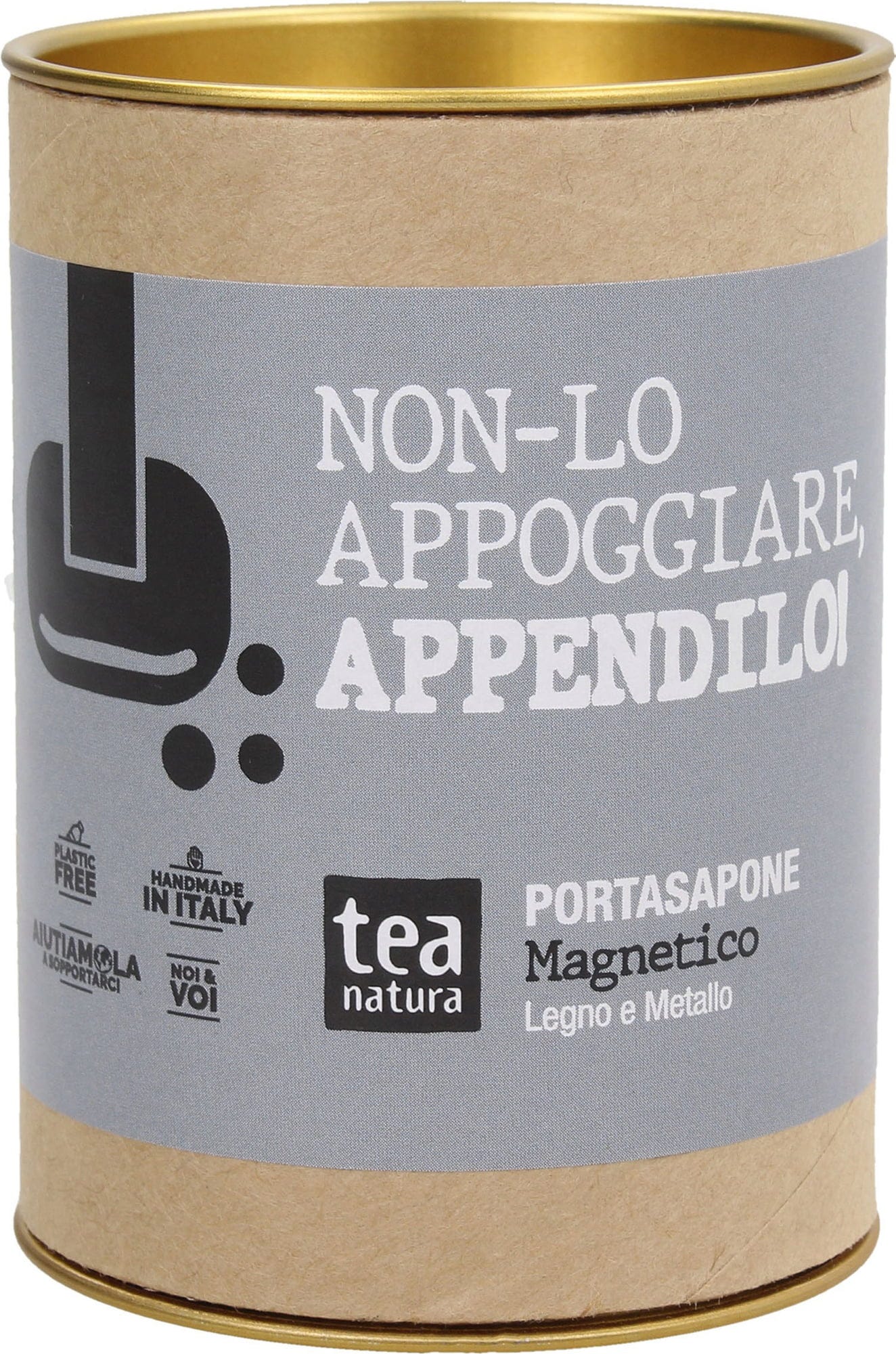 Portasapone Magnetico in Legno e Metallo